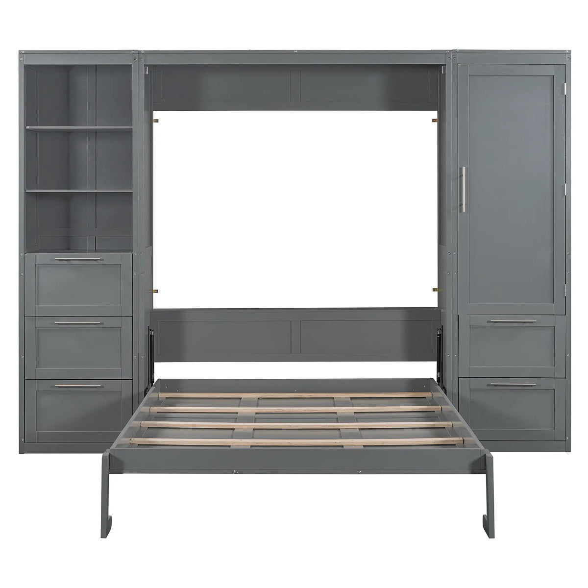 Murphy Bed with Closet, Drawers, Shelves, 120" L x 20" W x 88.5" H, Grey Bed Frames Grey at Gallery Canada