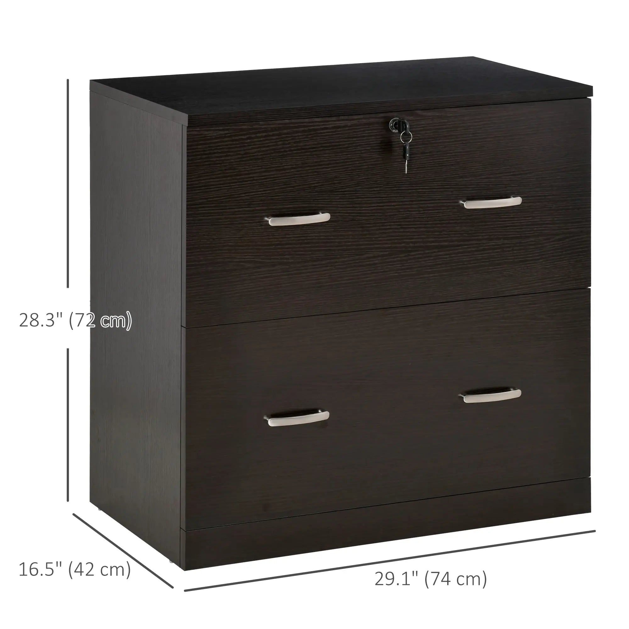 2 Drawer File Cabinet with Lock, Hanging Bar, Letter Size, Espresso Office Cabinets & Cupboards at Gallery Canada