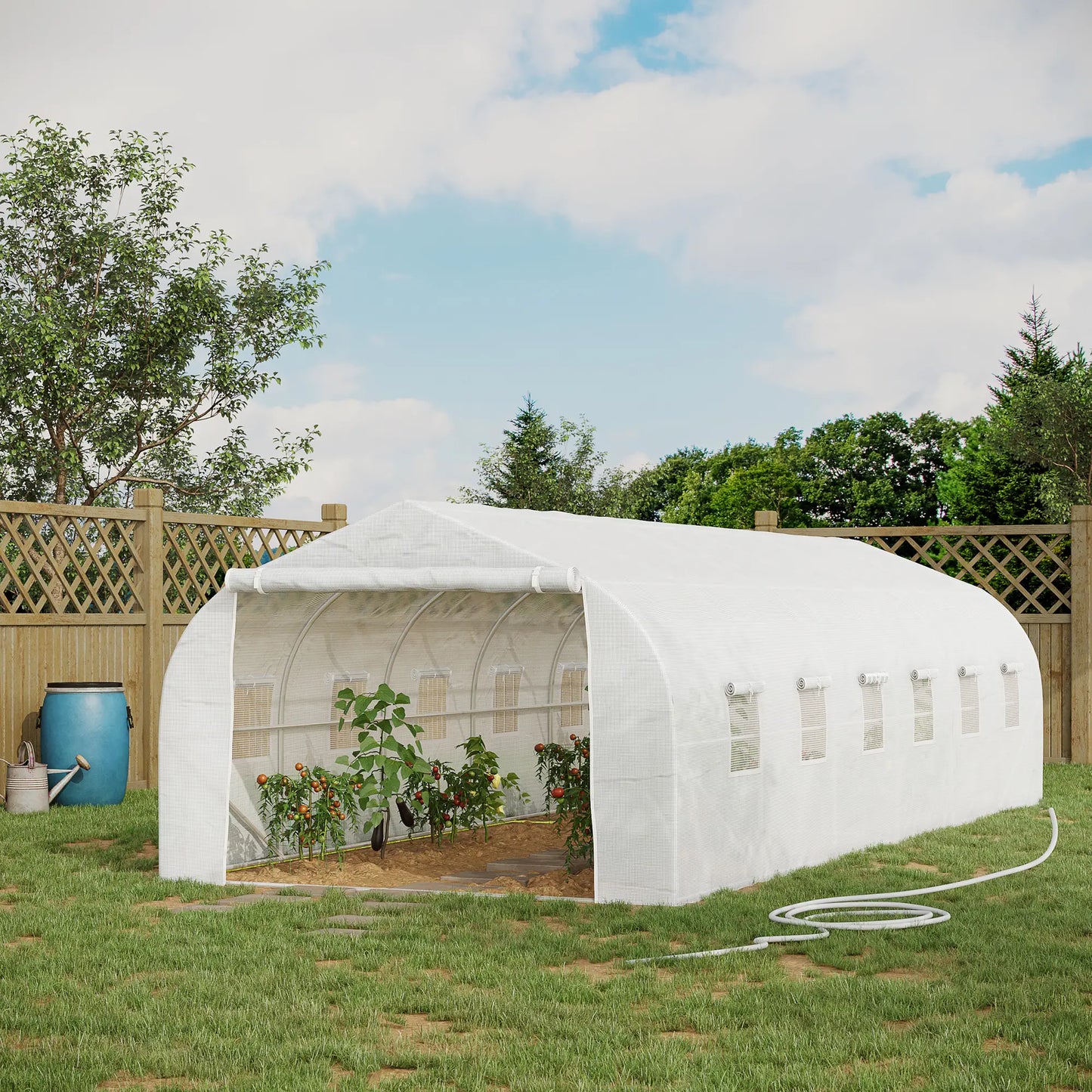 26'L x 10'W x 6.8'H Walk-In Greenhouse, Steel Frame, White Tunnel Greenhouses at Gallery Canada