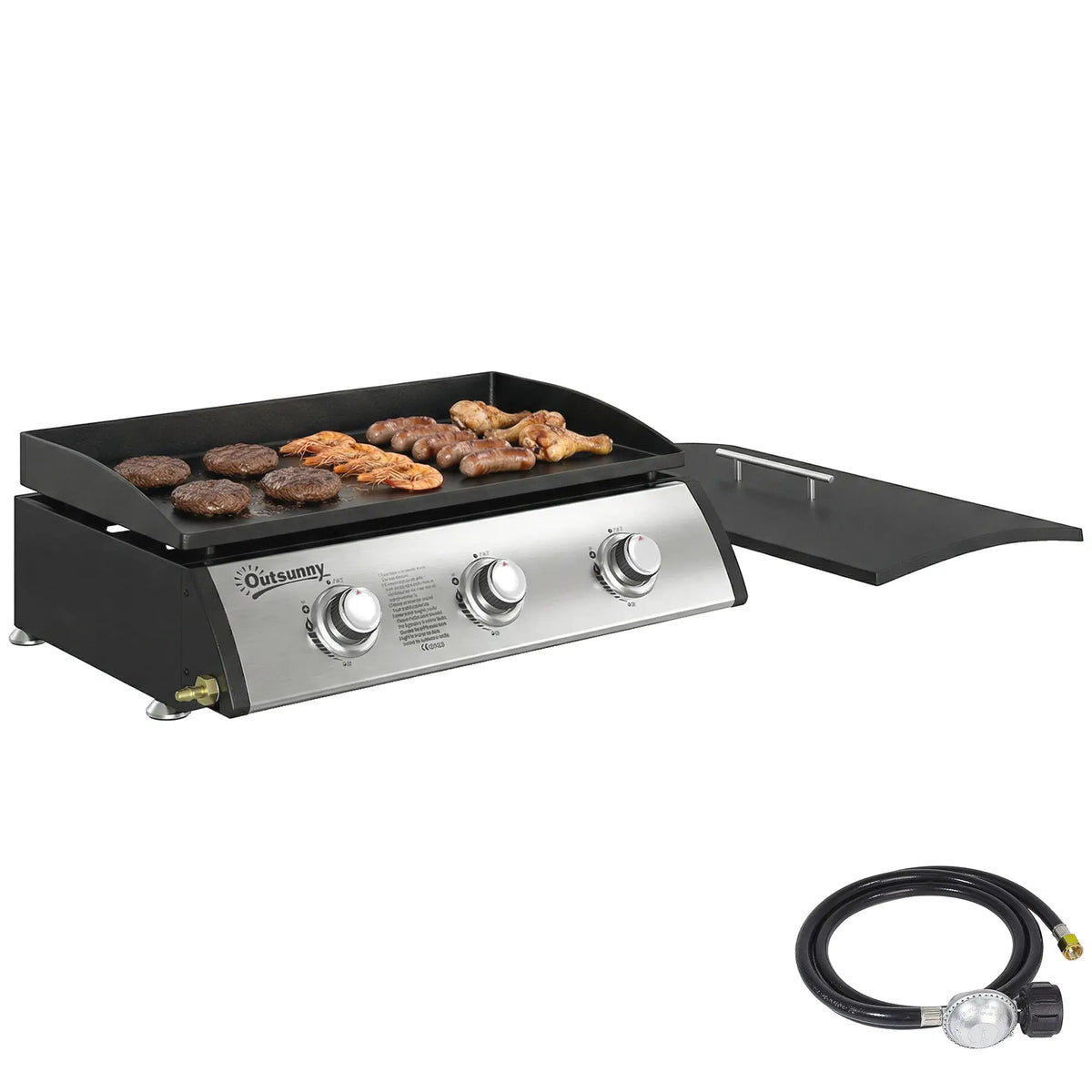 Propane Gas Grill, 3 Burners 8530 BTU, Black