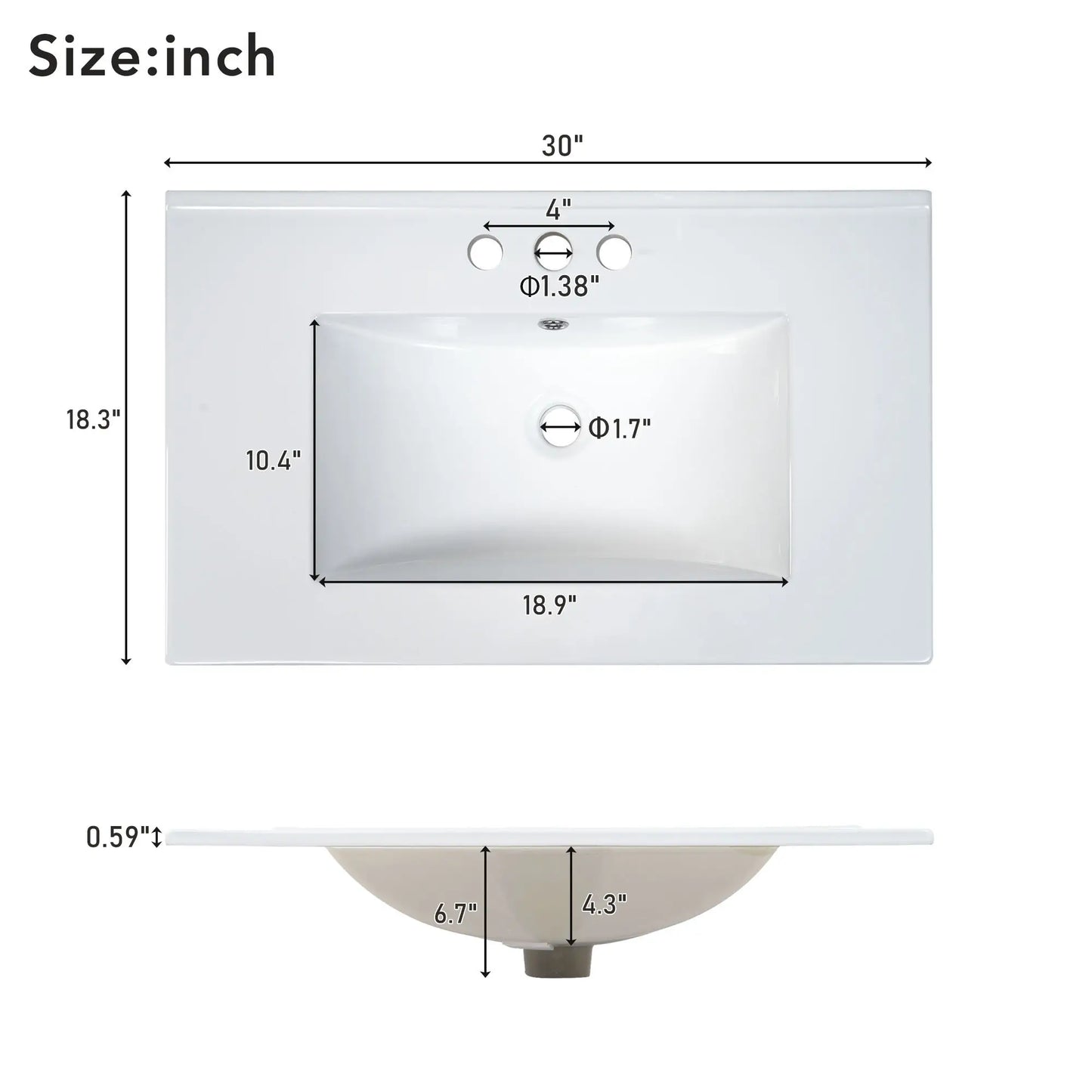 30" Bathroom Vanity, Single Undermount Sink, Soft-Close Doors, Black+White Sink Cabinets at Gallery Canada