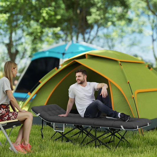 26.8" Wide Folding Bed, Camping Cot For Adults, 330 LBS Max Load, Black Camping Cots Black at Gallery Canada