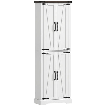 72" Pantry Cabinet, Farmhouse Kitchen Storage, Adjustable Shelves, White Kitchen Pantry Cabinets White, Oak at Gallery Canada