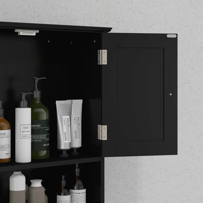 Medicine Cabinet, Bathroom Wall Cabinet with Shelf, Drawers, Black Wall Mounted Cabinets at Gallery Canada