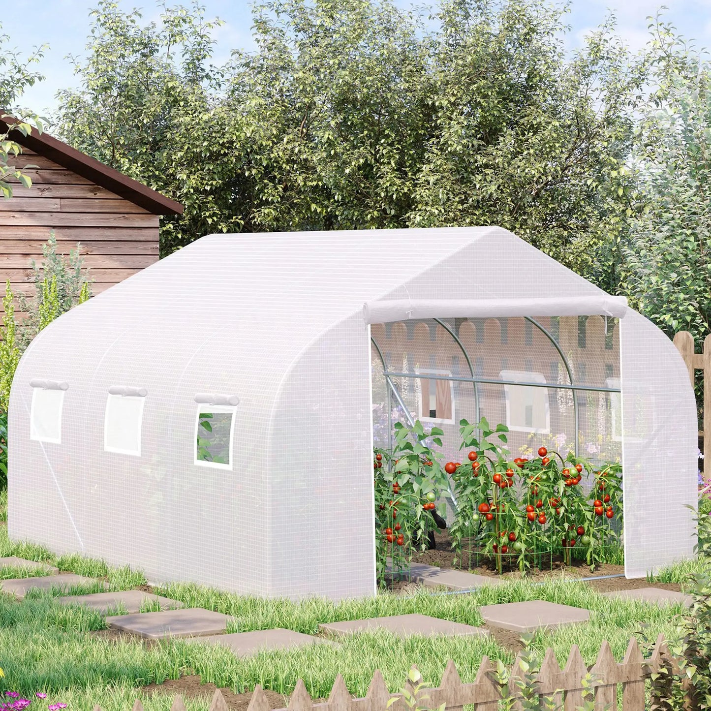 11.5'x9.8'x6.6' Portable Walk-In Greenhouse, White Tunnel Greenhouses at Gallery Canada