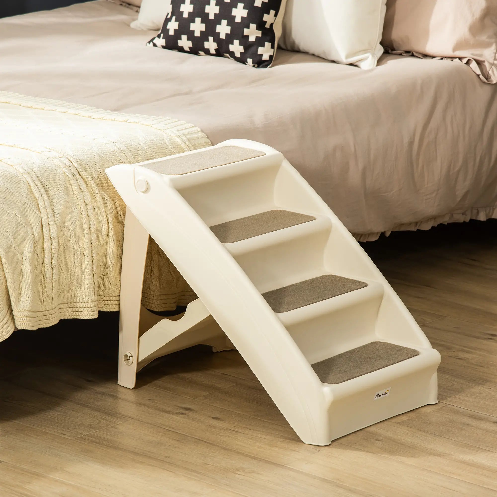 4-Level Portable Dog Stairs, Foldable Steps for Small Dogs, Lightweight, Nonslip Mats, Beige Cat Stairs at Gallery Canada