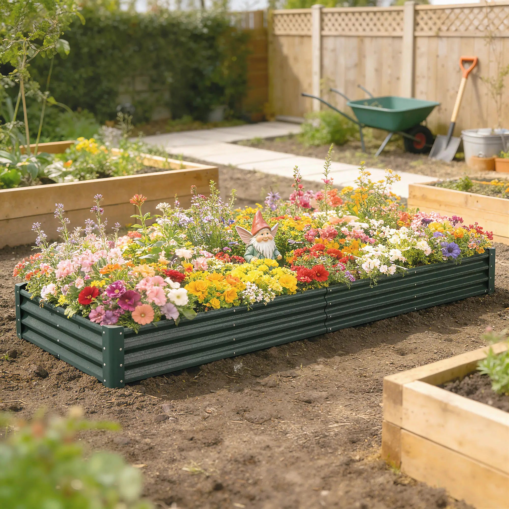 12 x 4 x 1ft Galvanized Raised Garden Bed, Reinforced Outdoor Planter Box, Green Galvanized Planter Boxes at Gallery Canada