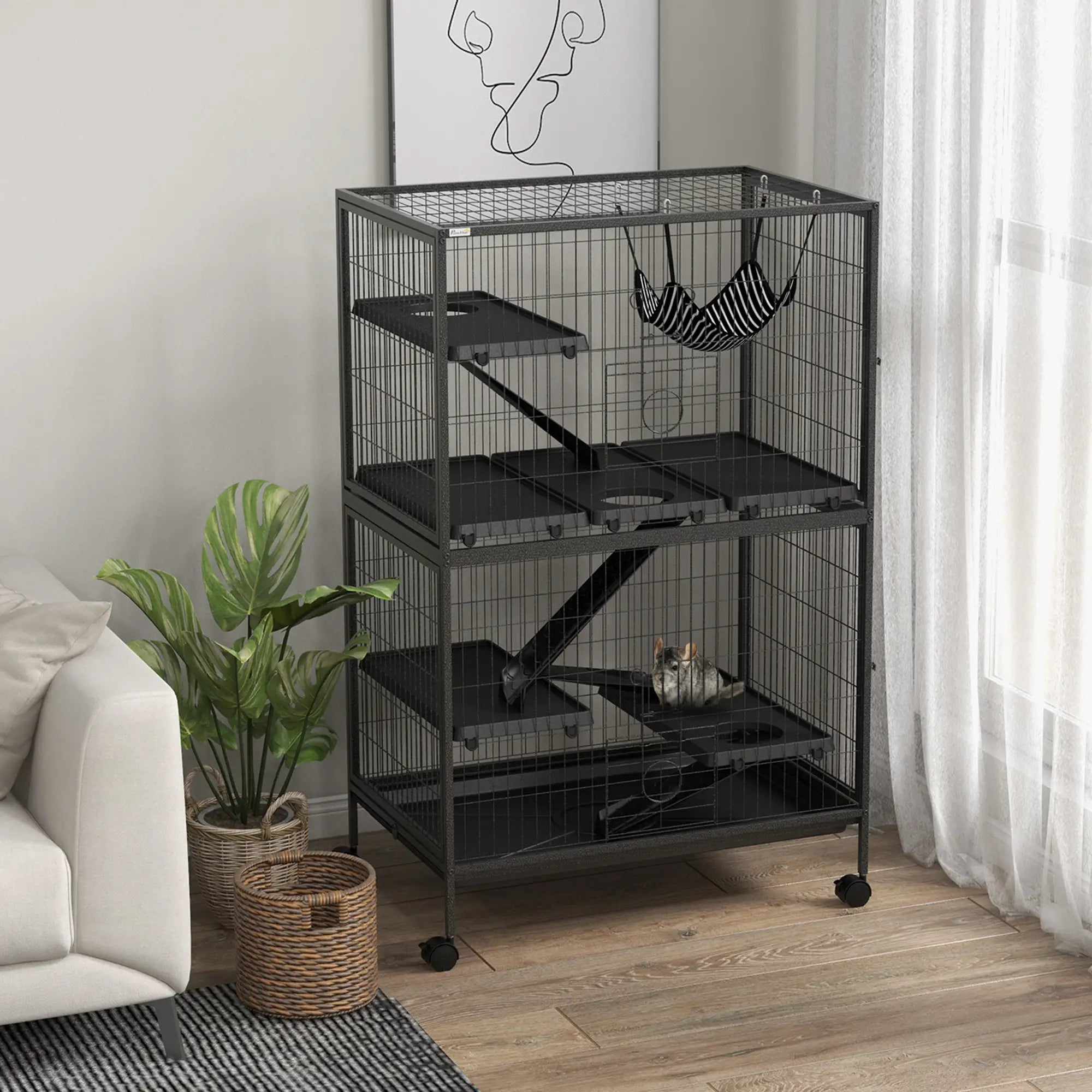 5-Tier Rolling Small Animal Cage, Guinea Pig Cage, Ferret Cage, Grey Houses & Habitats at Gallery Canada