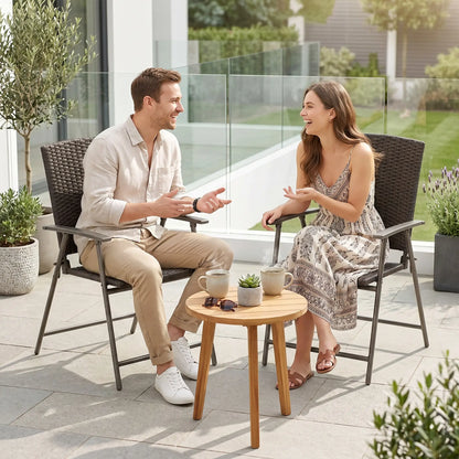 Wicker Dining Chair Set of 2, Rattan Foldable Chairs, Steel Frame, Brown Patio Chairs at Gallery Canada