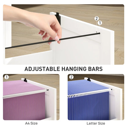 2 Drawer Filing Cabinet with Lock, Office Storage, A4 Letter Size, White Office Cabinets & Cupboards at Gallery Canada