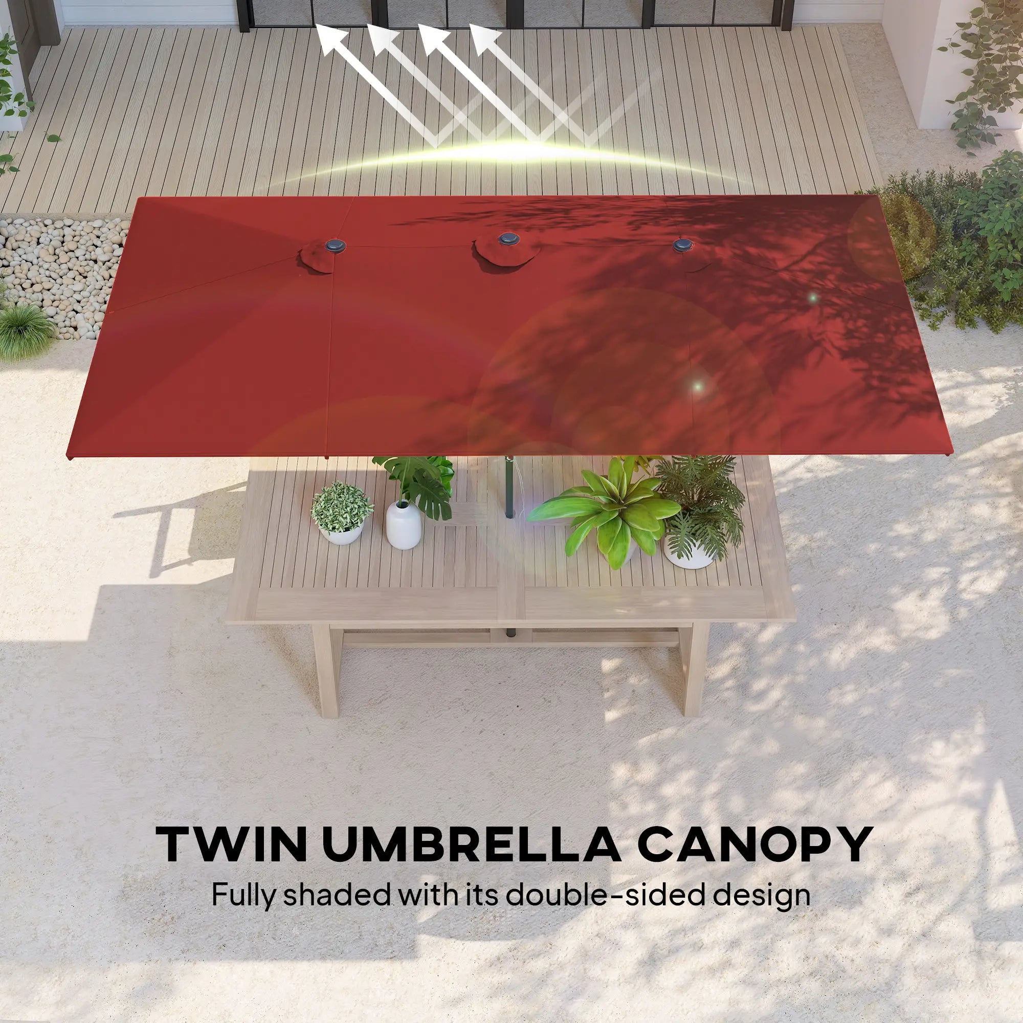 Double-Sided Patio Umbrella With Tilt, Wine Red Sun Umbrellas at Gallery Canada