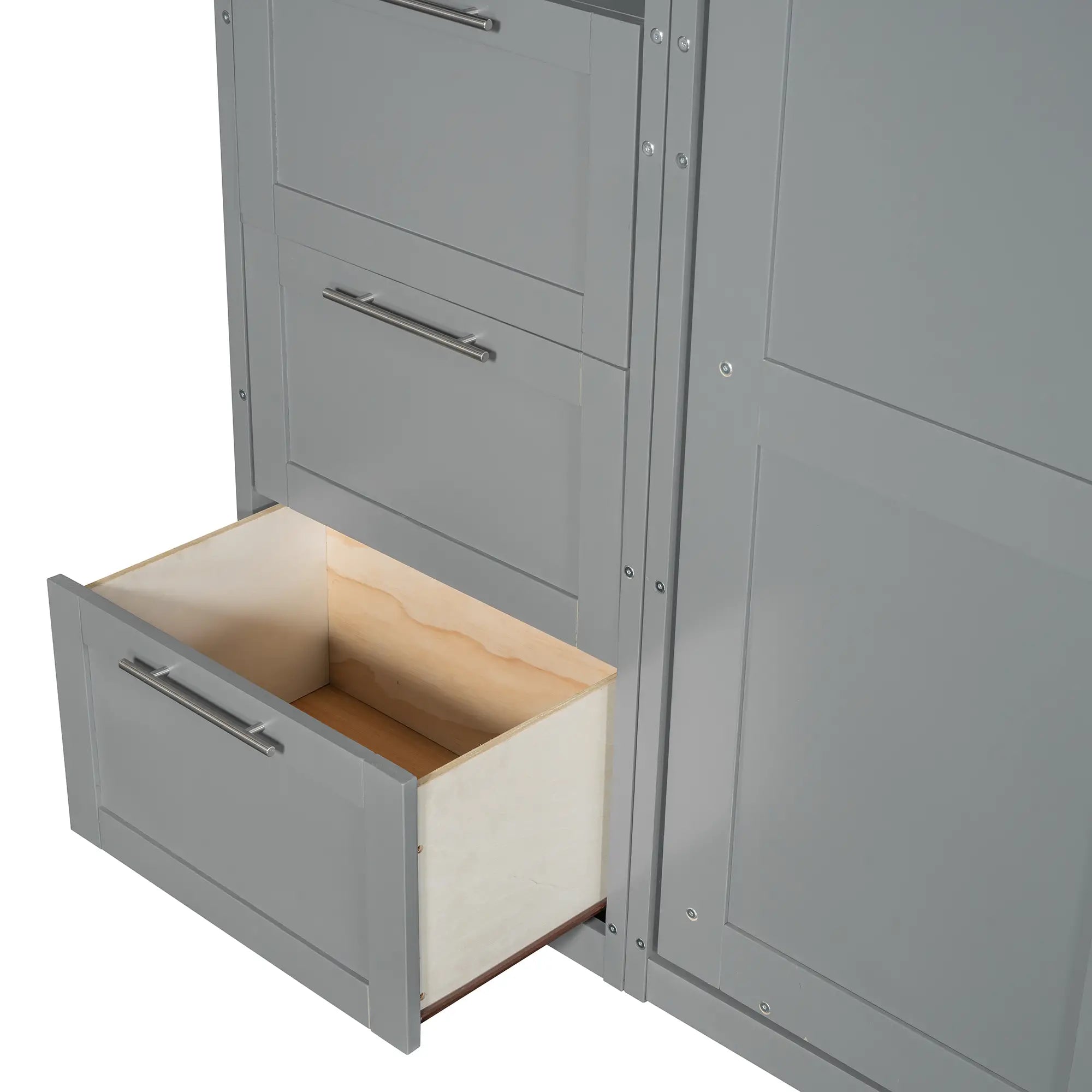 Murphy Bed with Closet, Drawers, Shelves, 120