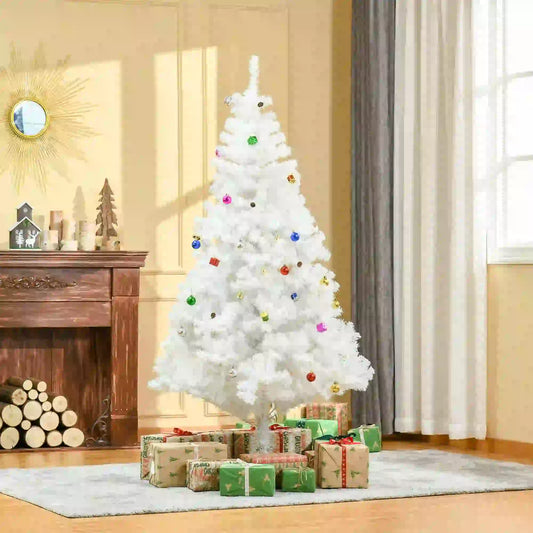 5.9ft Artificial Christmas Tree, Holiday Decor, White White Christmas Trees White at Gallery Canada
