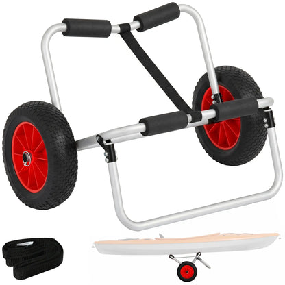 Foldable Kayak Cart, 198LBS Canoe Trolley, 10" No-Flat Wheels, Kayak Carts Silver, Black, Red at Gallery Canada