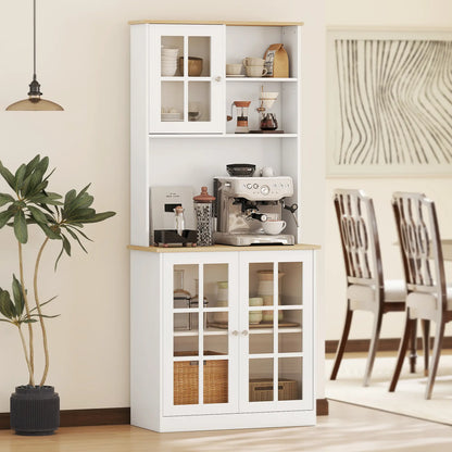 Kitchen Buffet with Hutch, 3 Cabinets, 2 Shelves, White Kitchen Pantry Cabinets at Gallery Canada