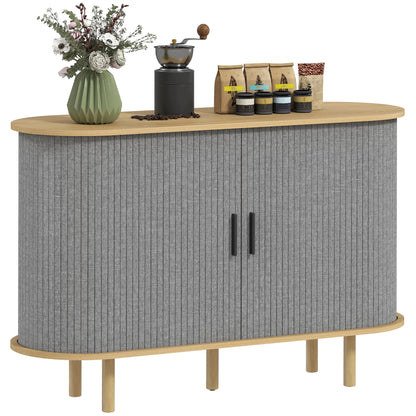 47" Buffet Cabinet, Tambour Sliding Doors, Fluted Sideboard, Grey Bar Cabinets Grey, Oak at Gallery Canada