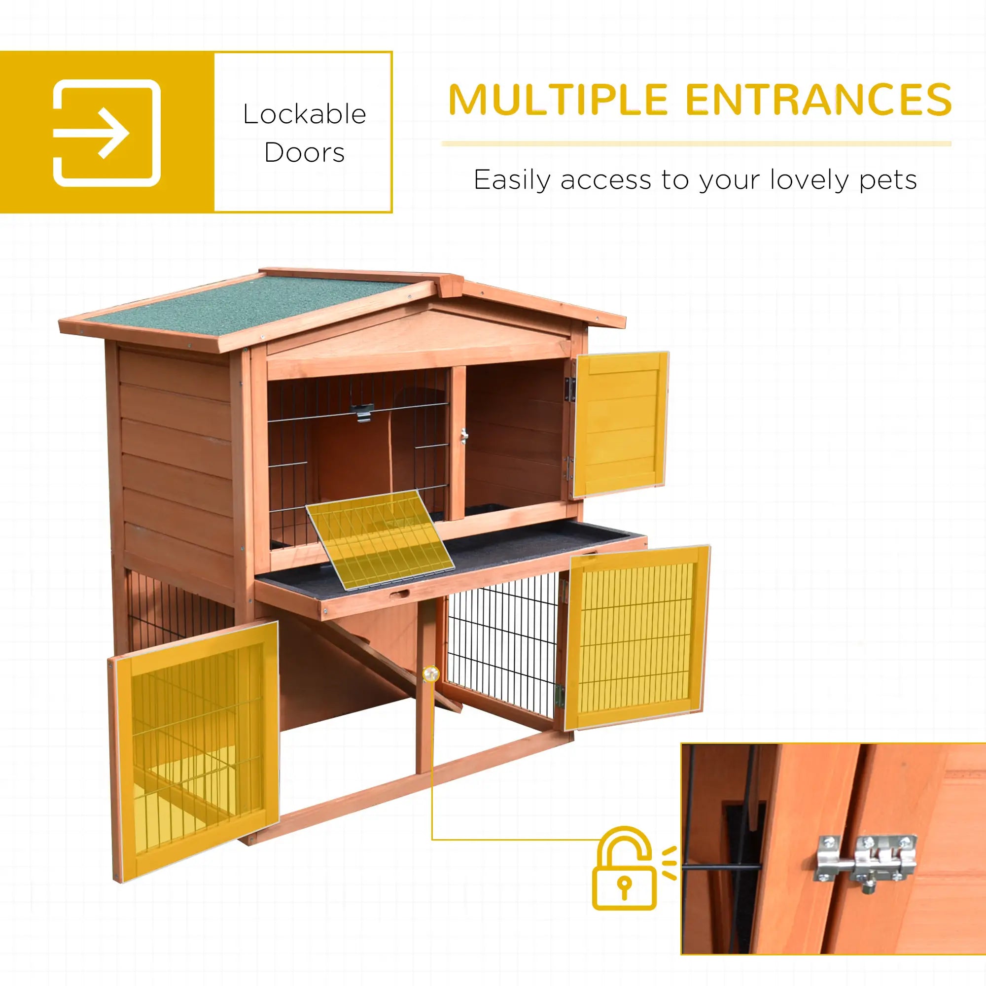 2 Tier Rabbit Hutch, Guinea Pig Cage, Ferret Enclosure, 39.6