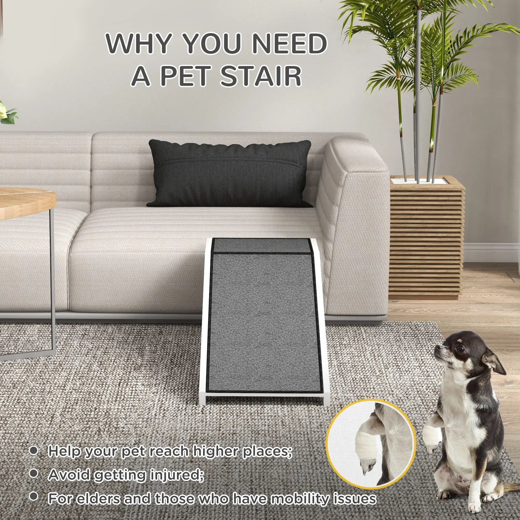 Pet Ramp, Dog Cat Bed Steps, Non-Slip Carpet, 49