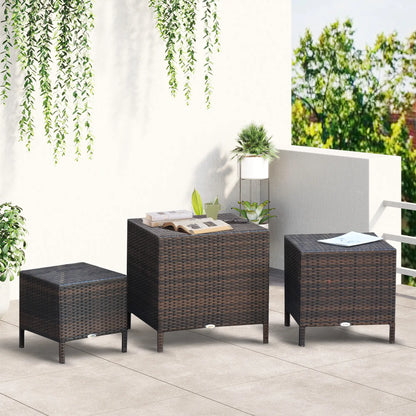 Set of 3 Wicker Nesting Tables, Rattan, All Weather, Brown Bistro Sets at Gallery Canada