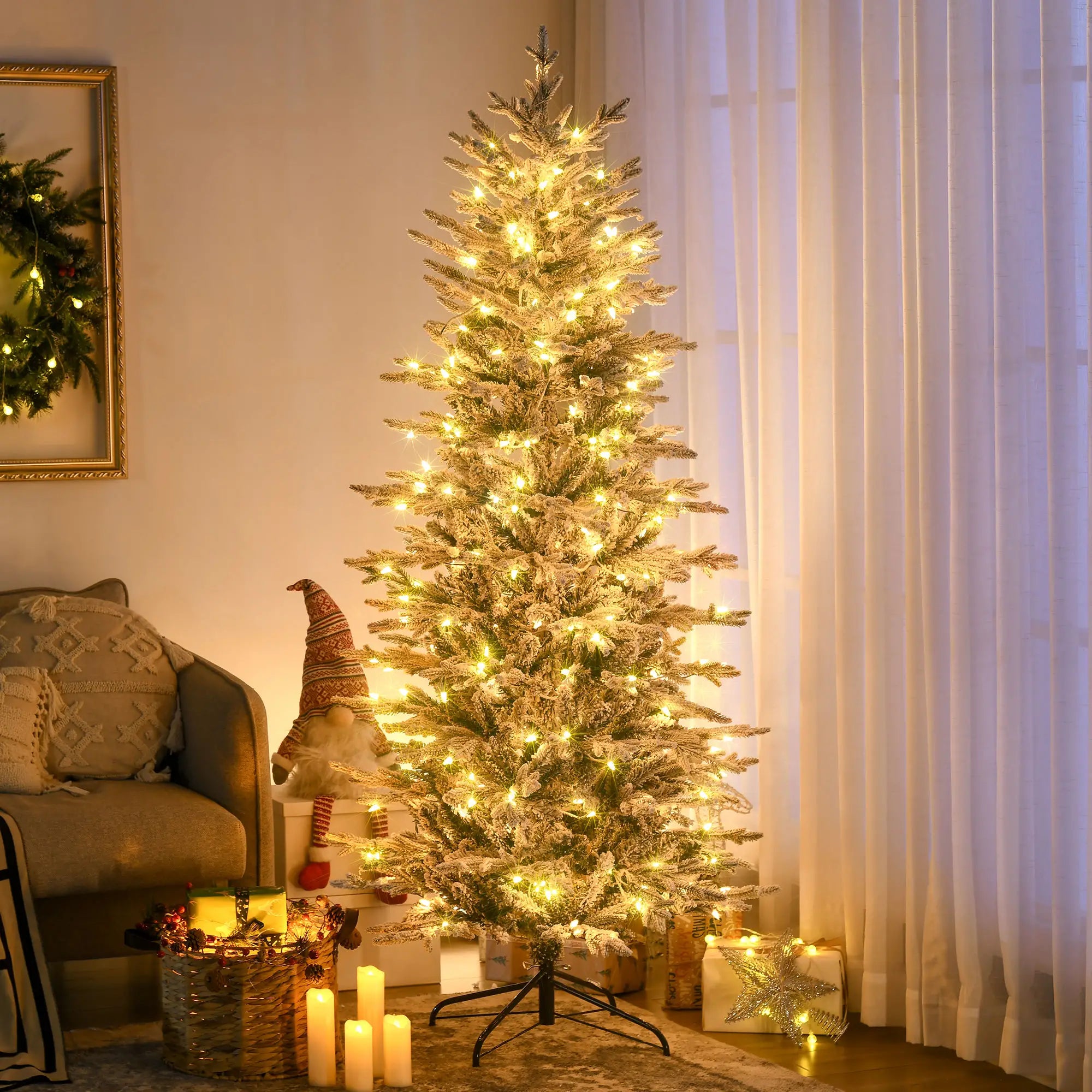 6' Pre Lit Artificial Christmas Tree, Snow Branches, Warm White Lights, Arctic Fir Pre Lit Christmas Trees at Gallery Canada