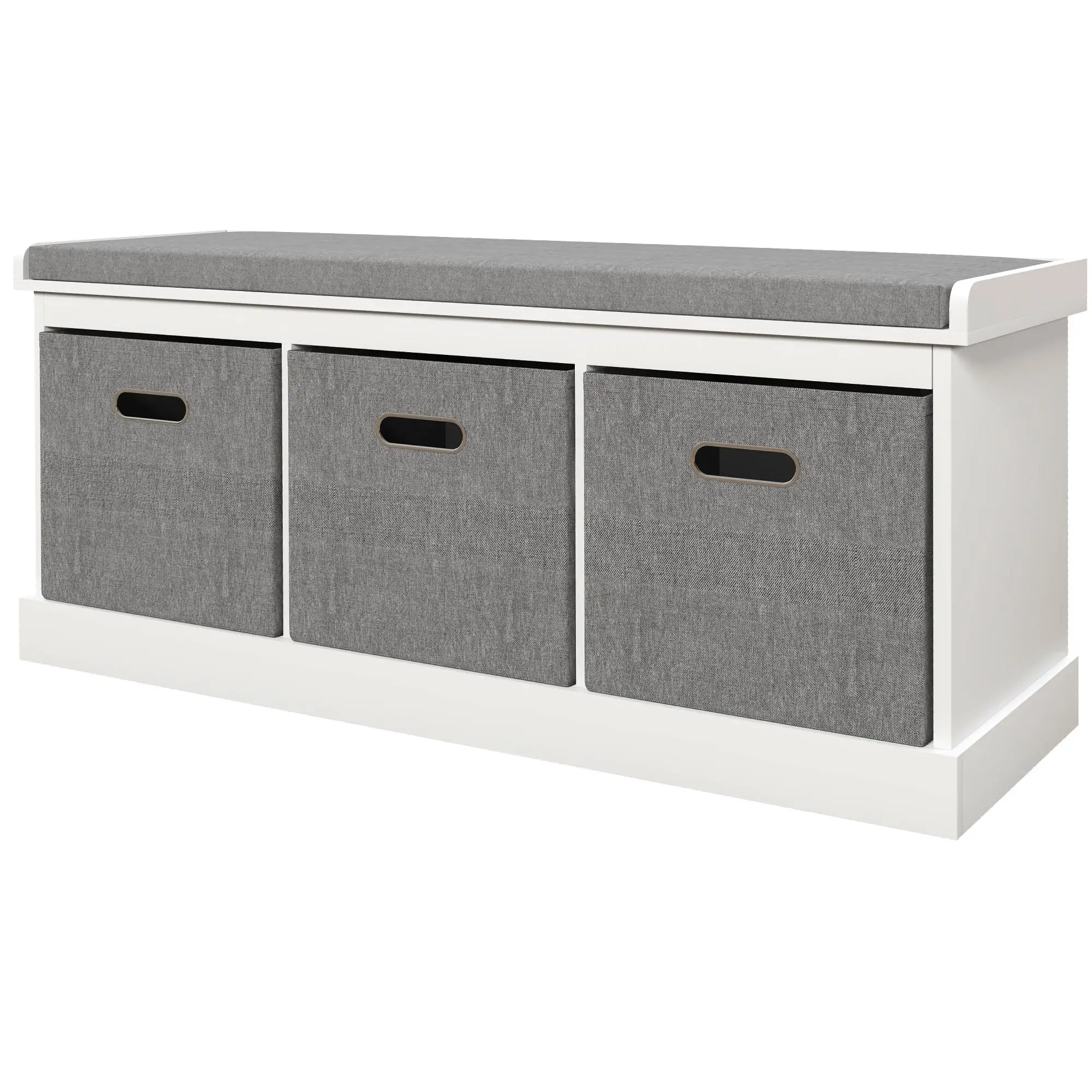 Shoe Storage Bench With Seat, 3 Fabric Drawers, White Shoe Storage Cabinets & Racks White at Gallery Canada