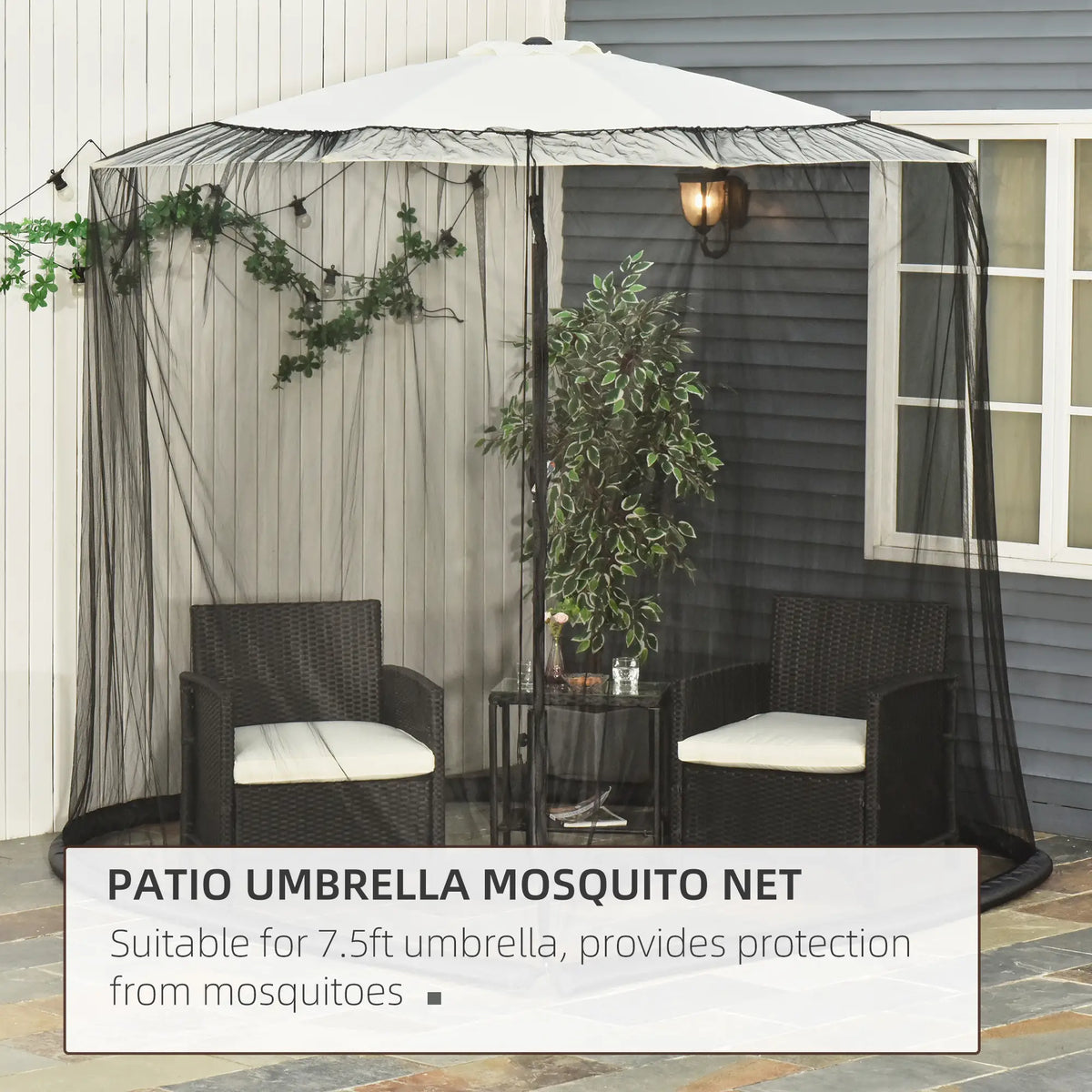 Patio Umbrella Bug Net, 7.5 Ft Mesh Screen with Zippered Door, Black Gazebo Sidewalls at Gallery Canada