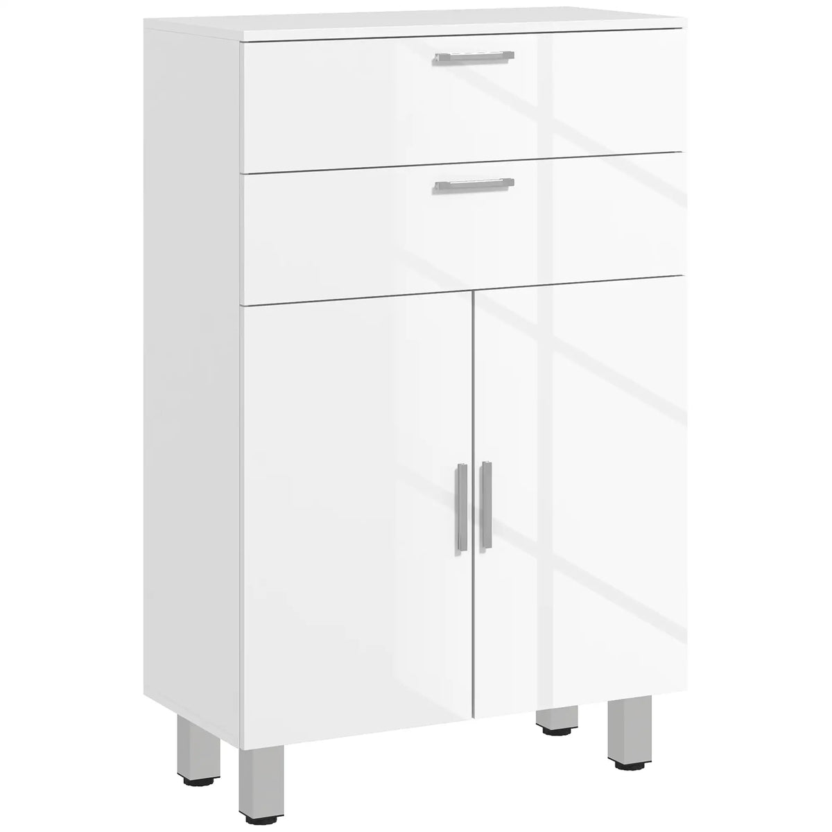 Bathroom Floor Cabinet, 2 High Gloss Drawers, White, White Freestanding Bathroom Cabinets at Gallery Canada