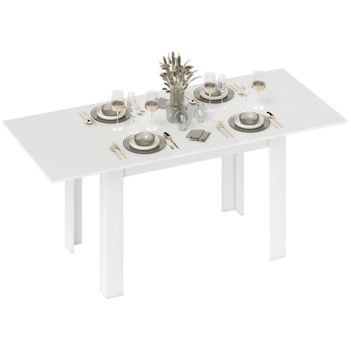 Modern Extendable Dining Table, 55.1 x 31.5 in, For 6-8 People, White Dining Tables White at Gallery Canada
