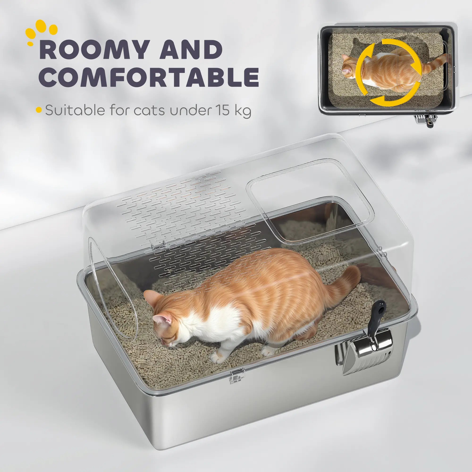 Stainless Steel Cat Litter Box, Extra Large Enclosed With Lid, Silver Cat Litter Box Enclosures at Gallery Canada