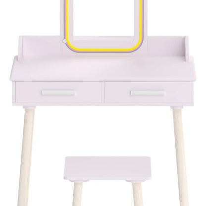 Kids Vanity Set with Stool, LED Mirror, Pink Kids Bedroom Furniture at Gallery Canada