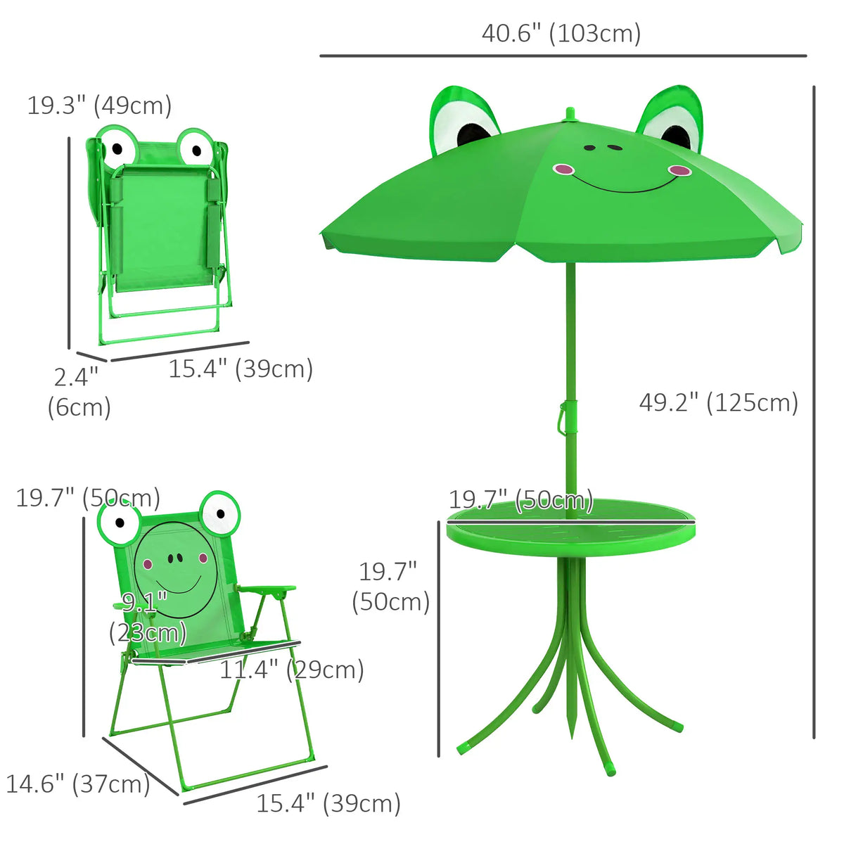 Kids Folding Picnic Table Set, Outdoor Garden, Green Kids Outdoor Furniture at Gallery Canada