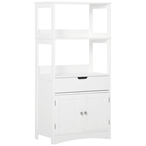 Bathroom Floor Cabinet, Kitchen Cupboard with Shelves, Drawer, White