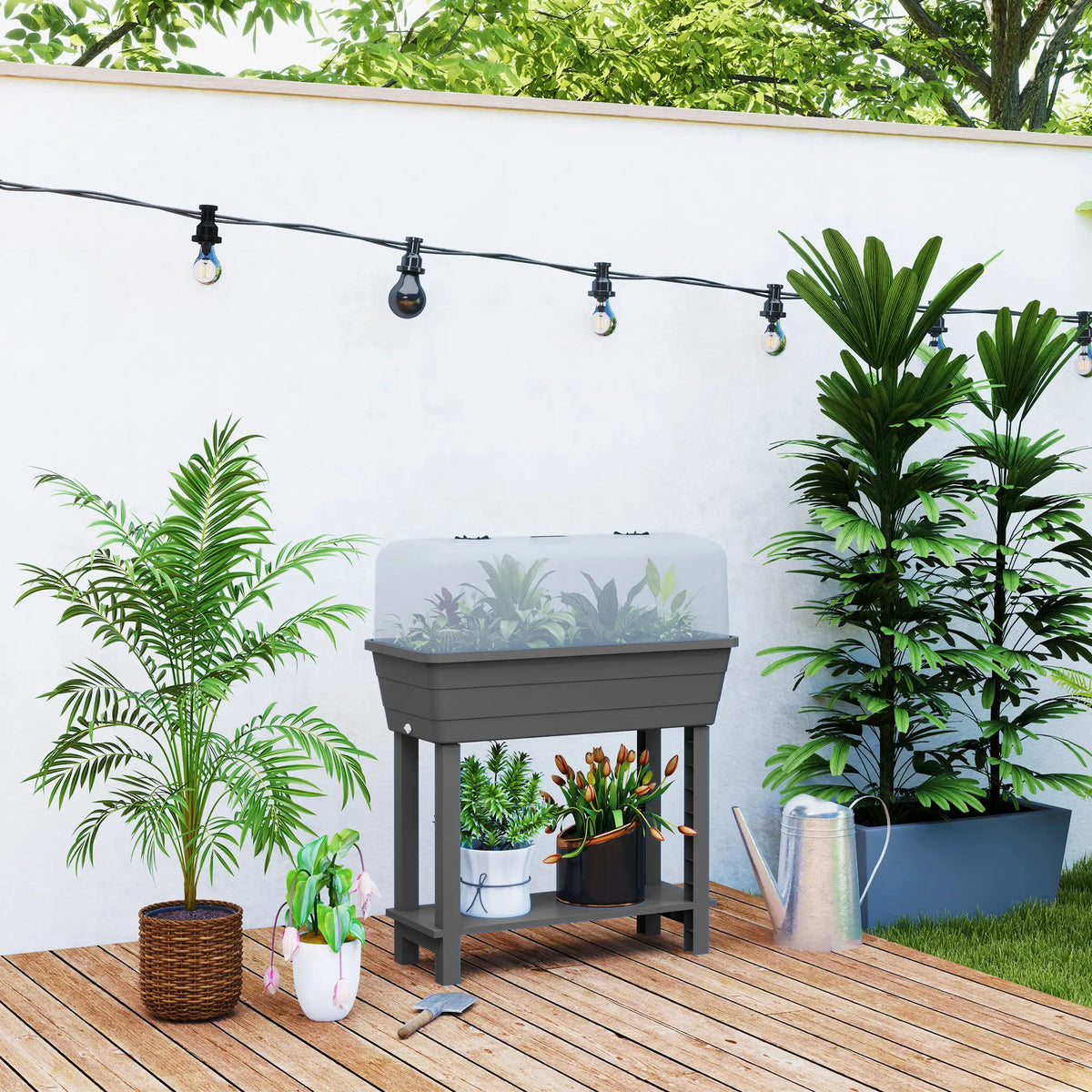 41L Self Watering Raised Garden Bed, Ventilation Lid, Dark Grey Raised Garden Beds at Gallery Canada