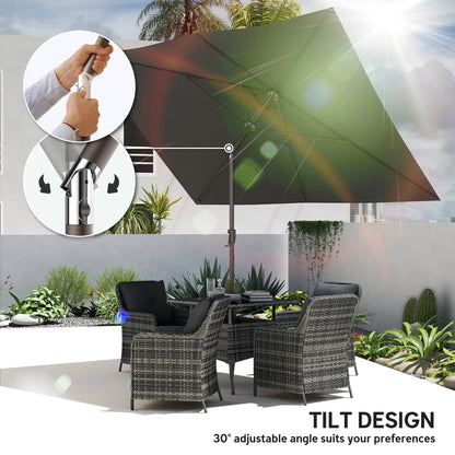 6.5x10ft Rectangle Patio Umbrella, Black