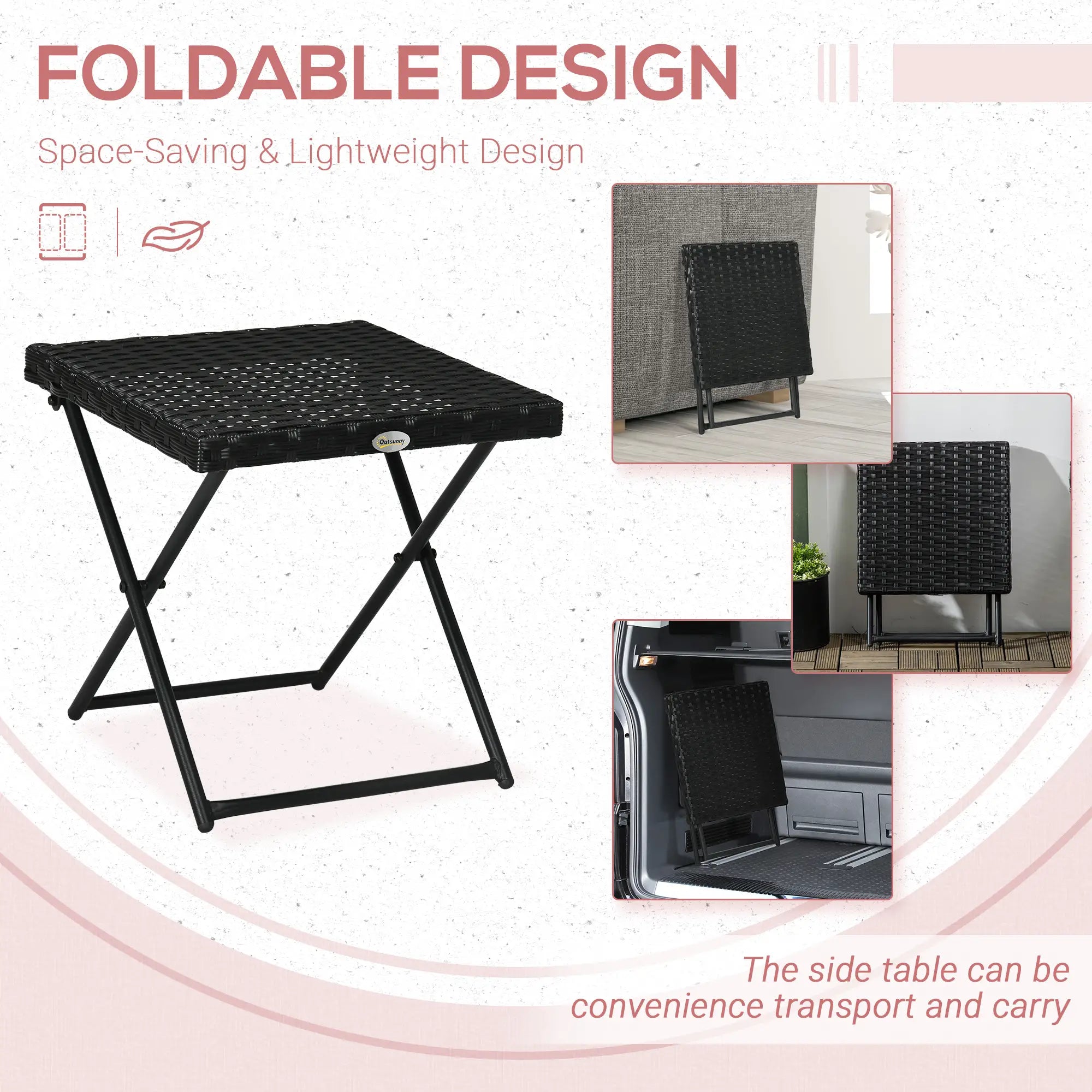 Outdoor PE Rattan Coffee Table, 15.75