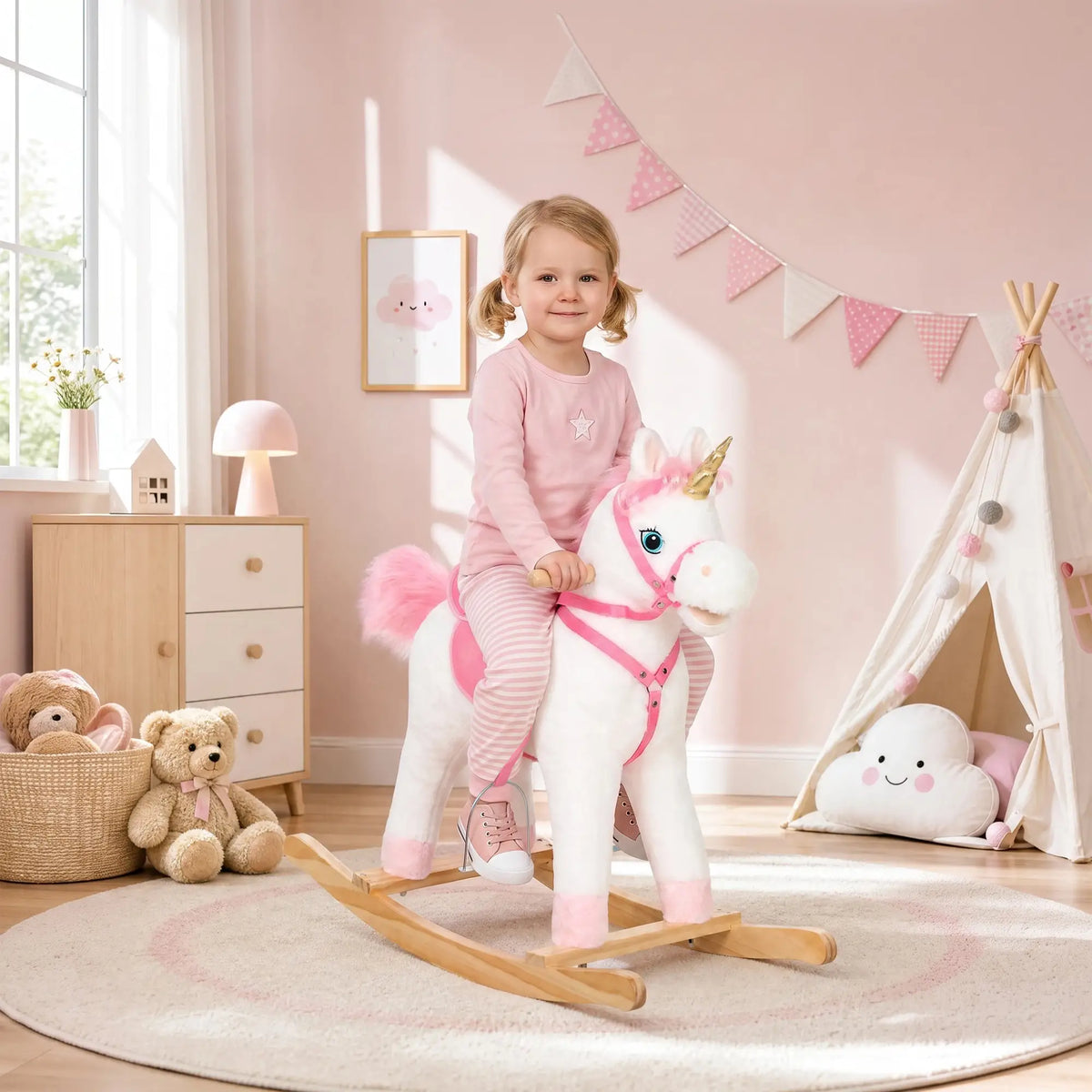 Unicorn Rocking Horse, Ride on Toy, Sounds, White, 3-5 Y, White Rocking Horses at Gallery Canada