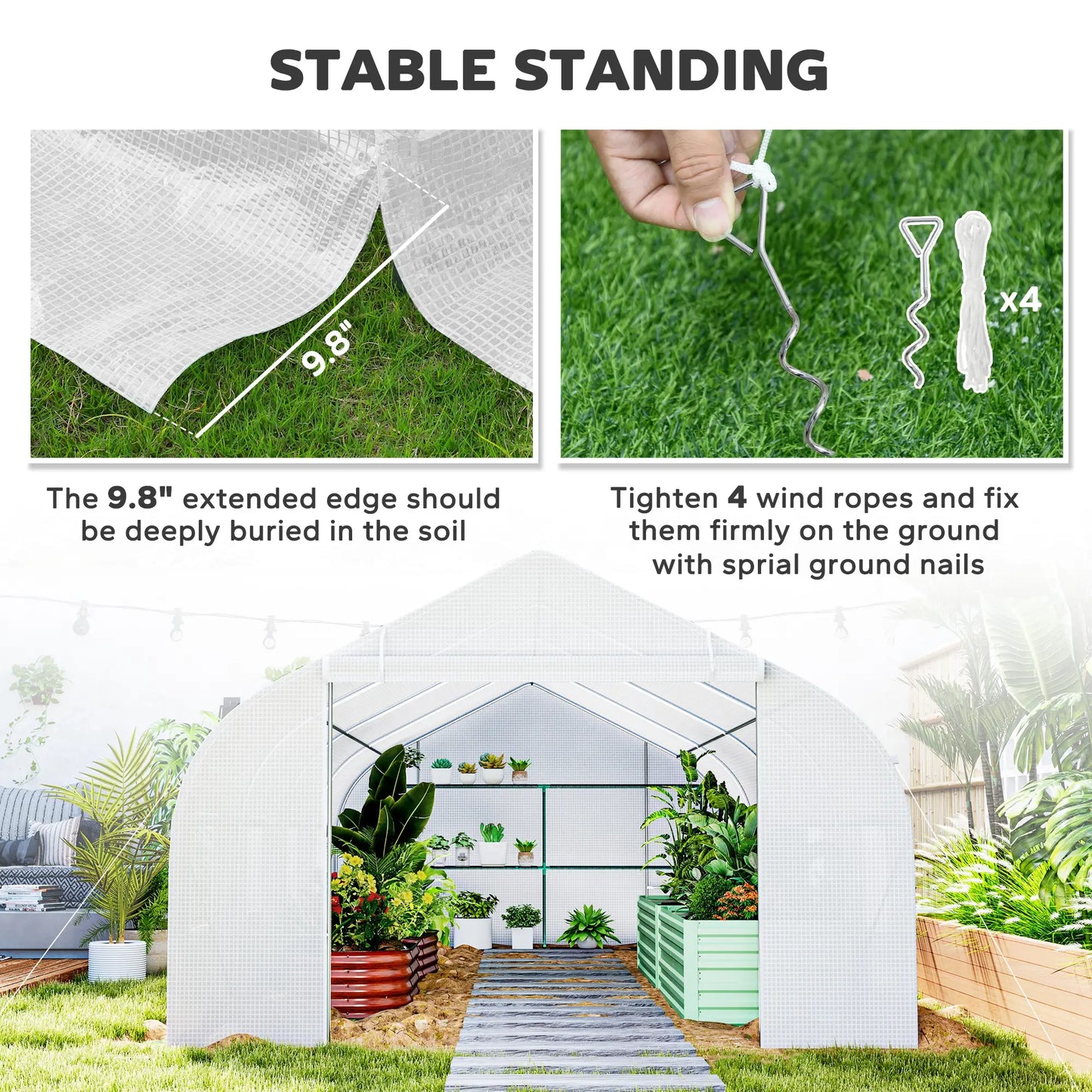 20x10x7ft Walk-In Greenhouse, Plant Growth Tunnel, White Walk In Greenhouses at Gallery Canada