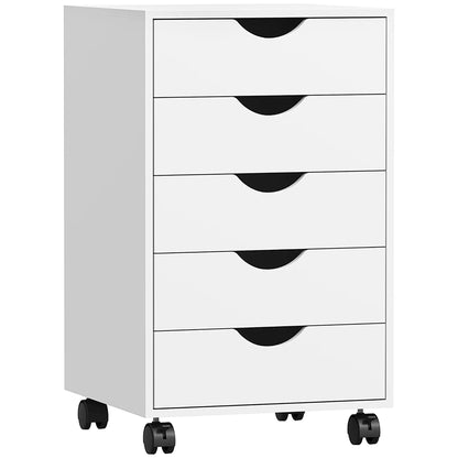5 Drawer File Cabinet on Wheels, 15.7" x 15.7" x 26.4", White Office Cabinets & Cupboards at Gallery Canada