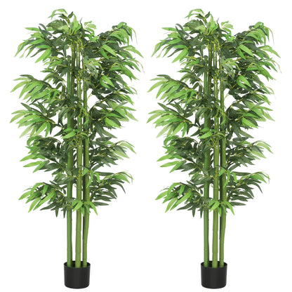 6FT Artificial Bamboo Trees Set of 2, Fake Plants with Nursery Pot Artificial Trees Green at Gallery Canada