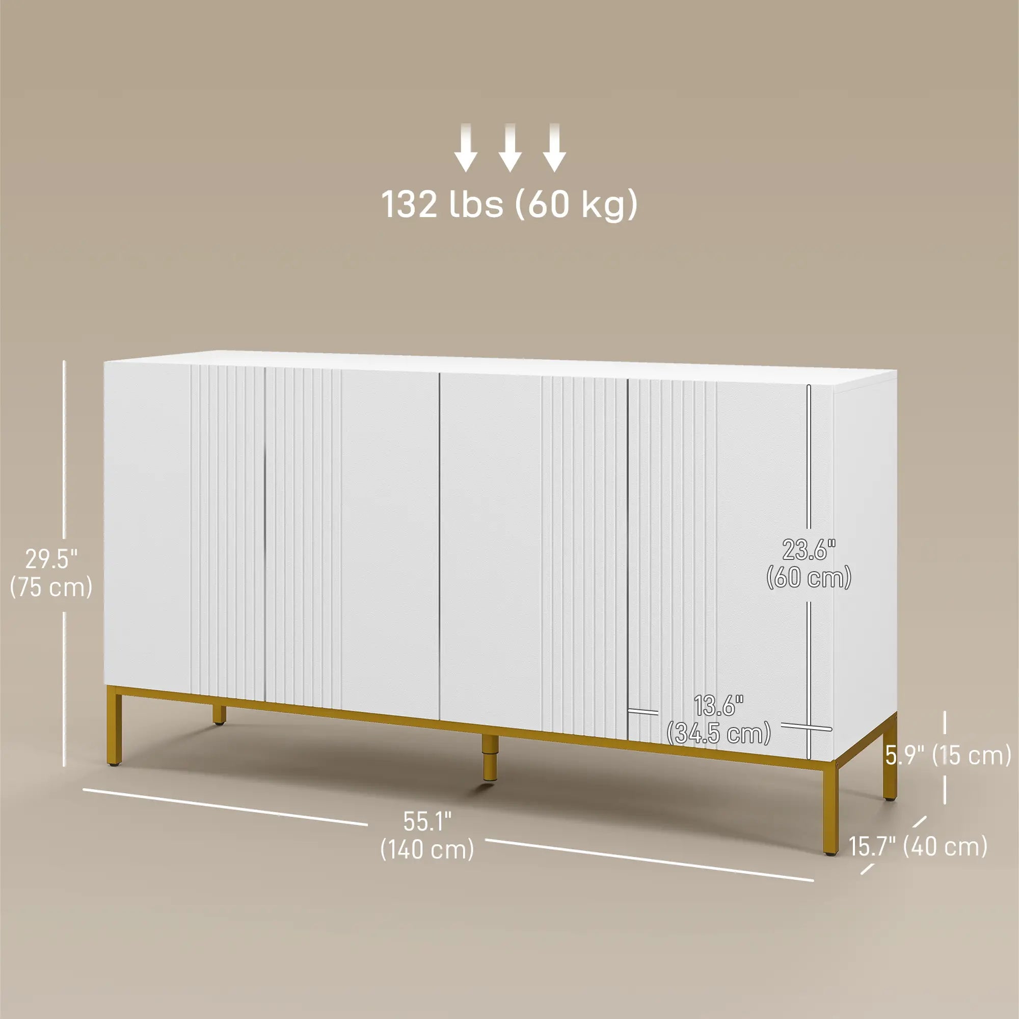 Sideboard Storage Cabinet, Adjustable Shelves, Soft-Close Doors, White Kitchen Pantry Cabinets at Gallery Canada