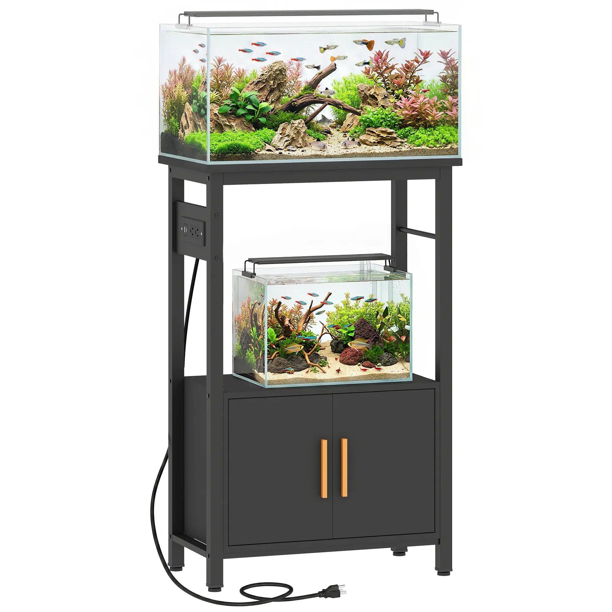 5-10 Gallon Fish Tank Stand Aquarium Stand with Power Outlets, Cabinet, Shelf, 550 lbs Capacity, 20.5