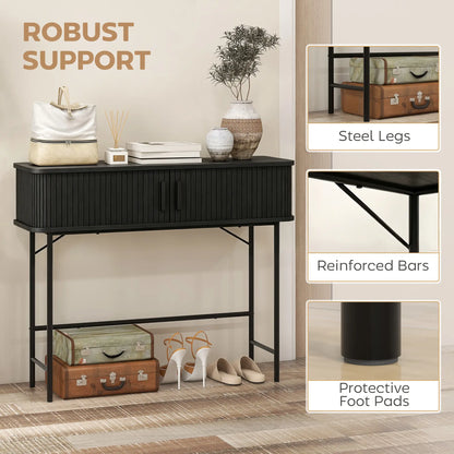 Mid-Century Console Table, Narrow Entryway Table with Storage, Black Console Tables at Gallery Canada