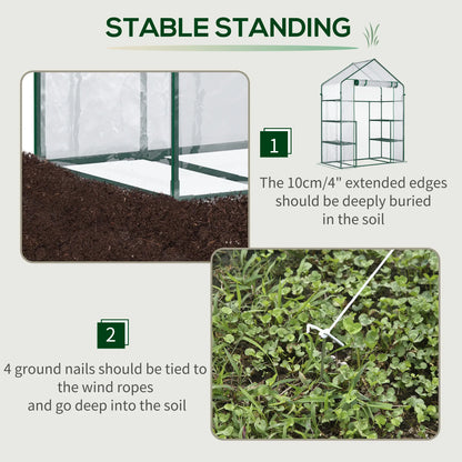 56" x 29" x 77" Walk-In Greenhouse, 4 Shelves, Roll-Up Door, Clear Mini Greenhouses at Gallery Canada