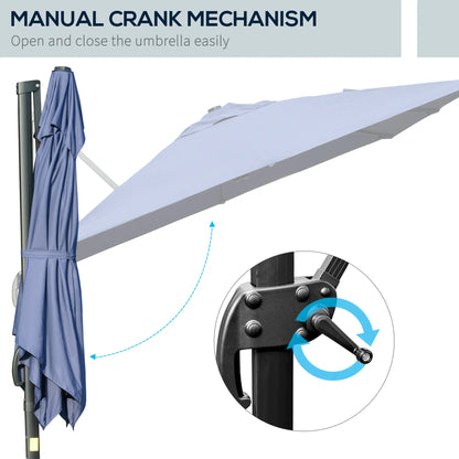 10x10ft Rotatable Square Cantilever Umbrella, 4 Adjustable Angles, Blue Cantilever Umbrellas at Gallery Canada