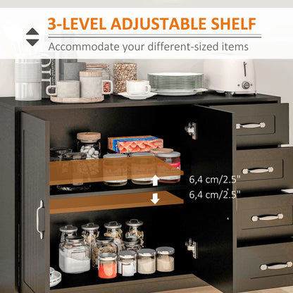 Modern Sideboard Buffet Cabinet, Drawers, Beadboard Door, Black Storage Cabinets at Gallery Canada