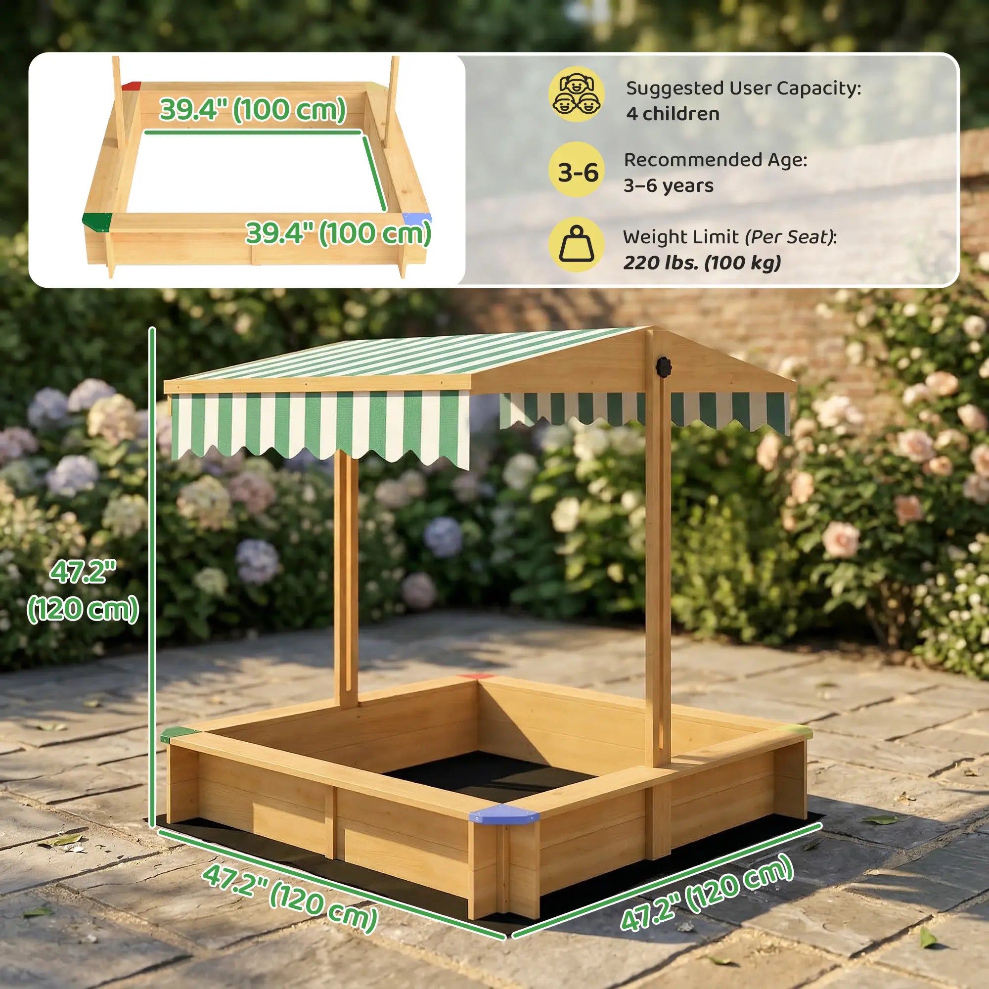 Wooden Sandbox With Cover, Outdoor For Kids, Light Brown Sandboxes & Accessories at Gallery Canada