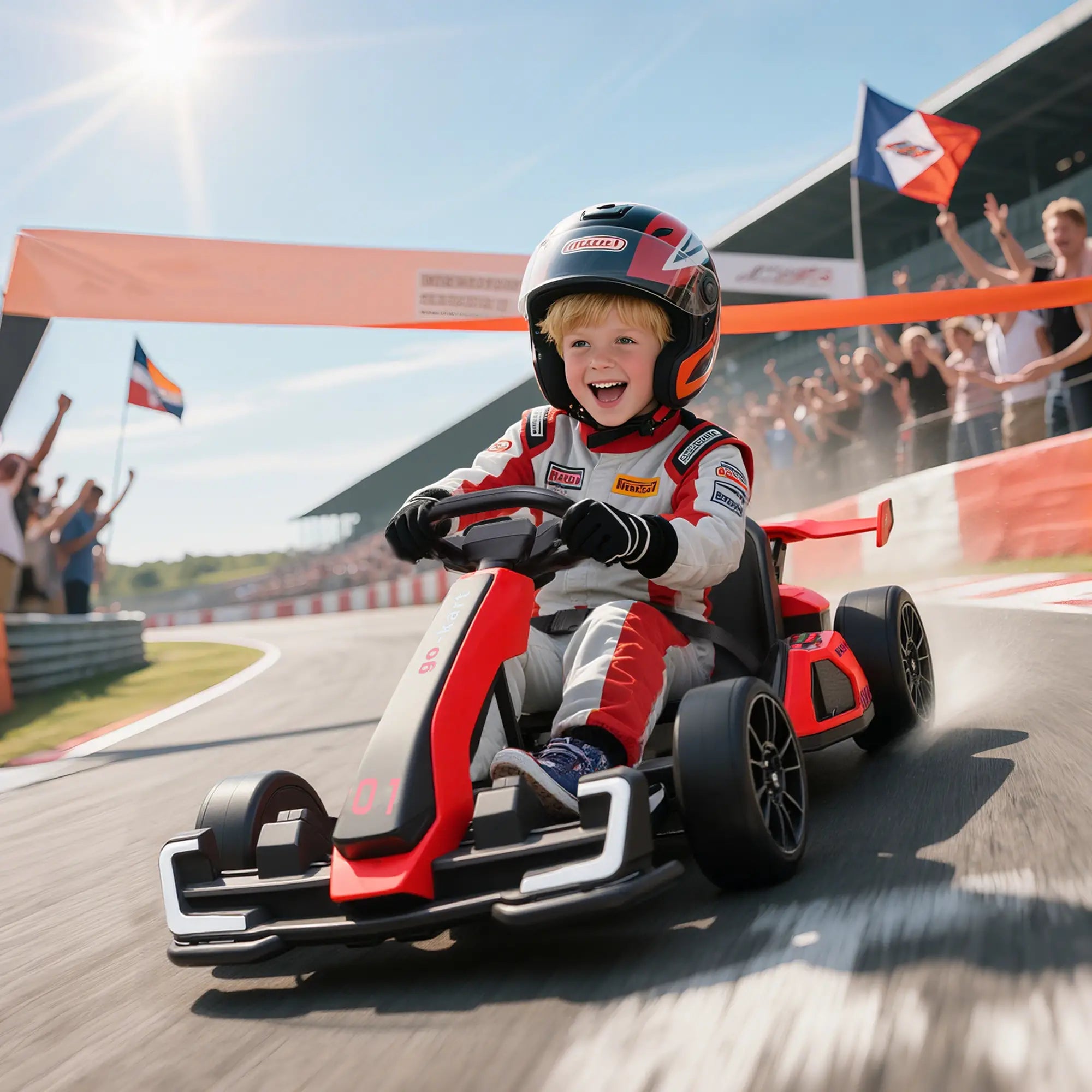 24V Electric Go Kart, Battery Powered, Adjustable Seat, Red Pedal Go Karts for Kids at Gallery Canada