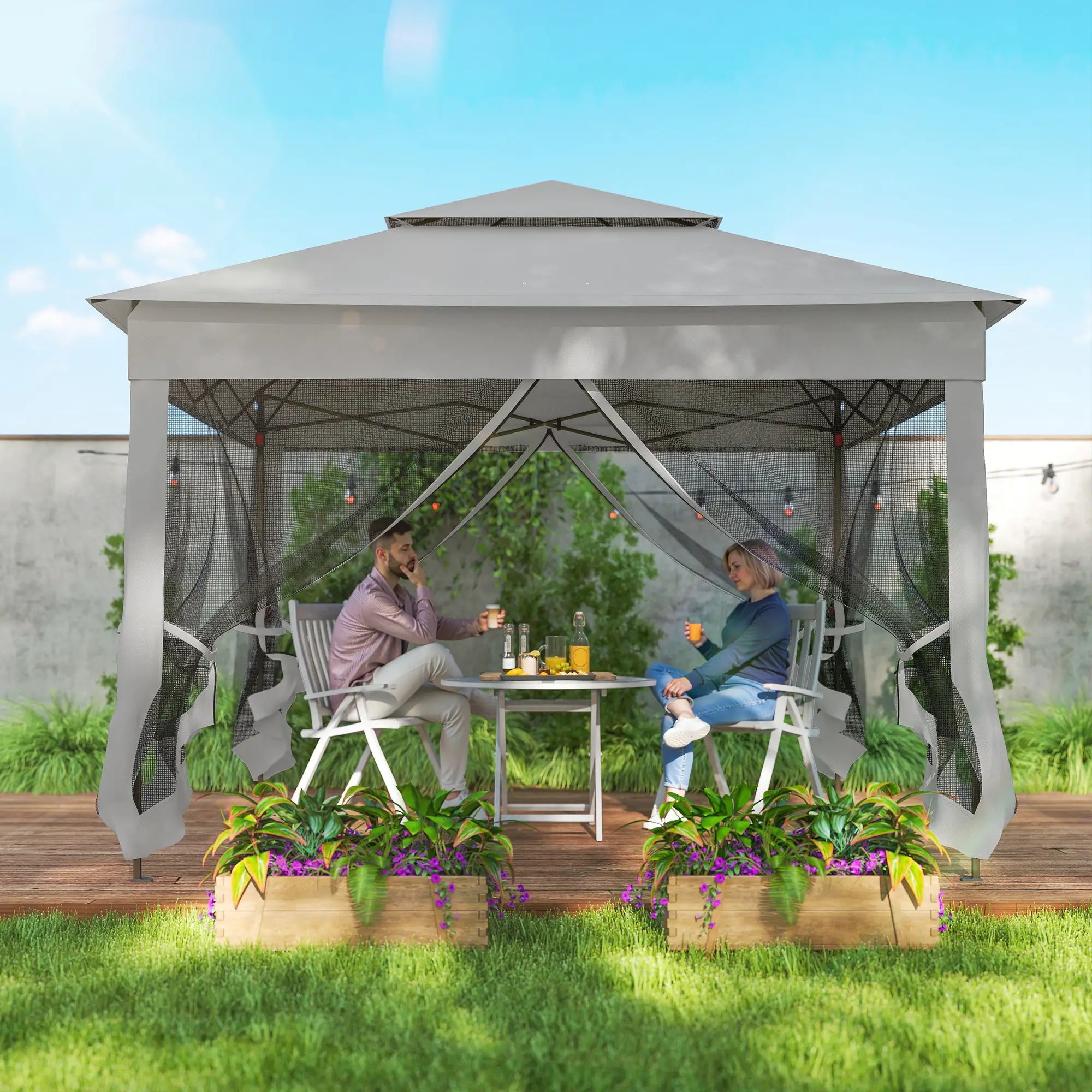 11' x 11' Pop Up Canopy Tent, Light Grey Pop Up Canopies at Gallery Canada