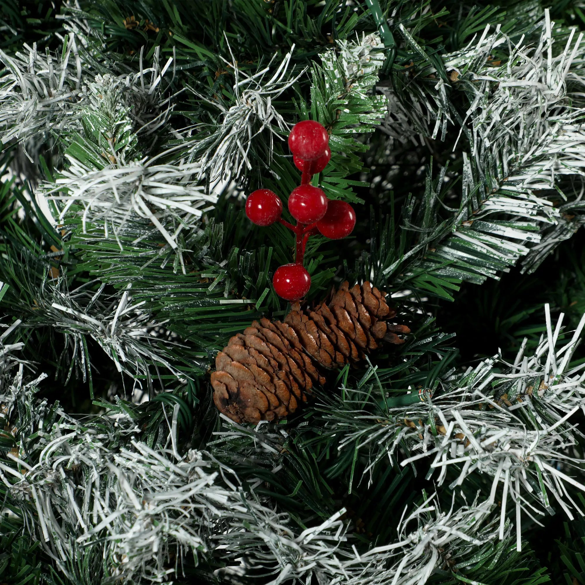 7ft Flocked Prelit Spruce Christmas Tree, Dual Colour, Remote, Hinged, Dual Colour Pencil Christmas Trees at Gallery Canada