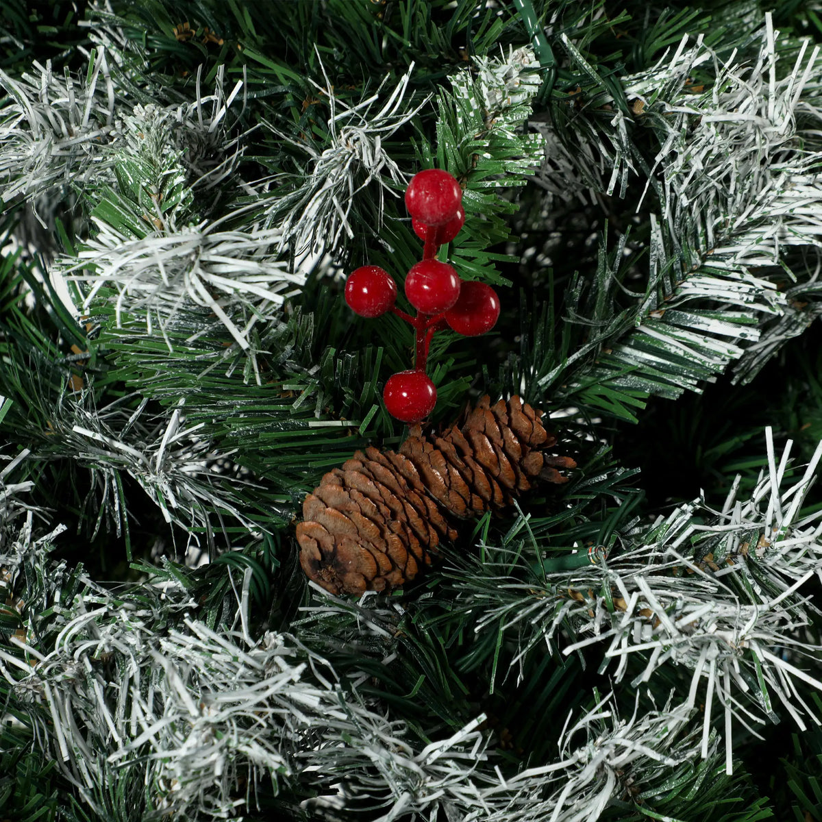 7ft Flocked Prelit Spruce Christmas Tree, Dual Colour, Remote, Hinged, Dual Colour Pencil Christmas Trees at Gallery Canada